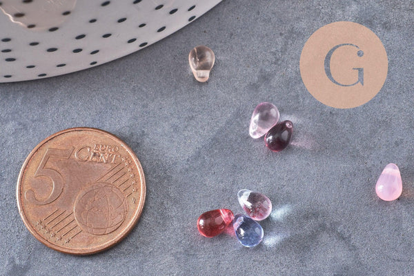 Perles cristal goutte multicolore cristal tchèque 6.5x4.5mm, x50 (G4187)