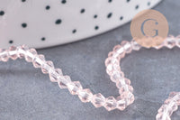 Perles cristal toupies facette rose transparent facetté 3mm, x1 fil de 44 cm (G1856)
