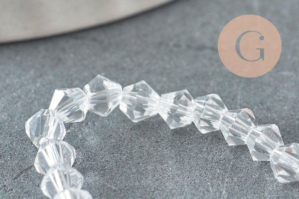 Perles cristal toupies facette transparent 3mm, x1 fil de 45 cm (G1632)