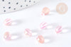 Perles cristal transparent goutte rose paillettes dorée 9mm, perles goutte, 9mm x50 (G7285)