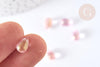 Perles cristal transparent goutte rose paillettes dorée 9mm, perles goutte, 9mm x50 (G7285)