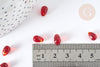 Perles cristal transparent goutte rouge 9mm, verre,x50 (G7296)