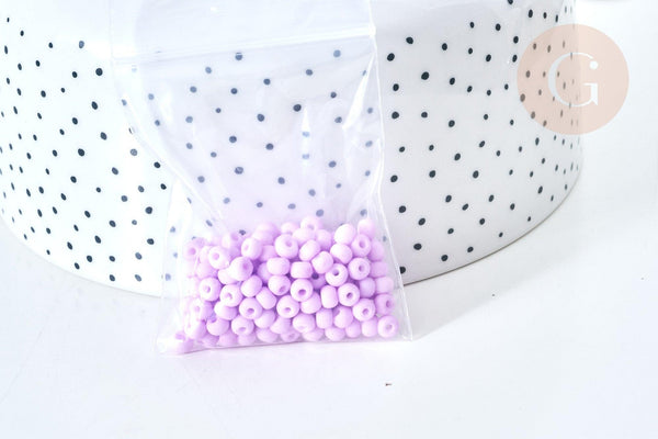 Perles de rocaille verre violet pastel 4.5mm, x 10g (G7796)