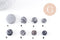 Perles disque jaspe naturel gris marbré 11-26mm, x5 (G10147)