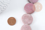 Perles disque jaspe rose naturel 25mm,création boucles et colliers pierre naturelle, x5 (G8276)