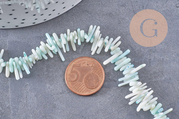 Perles en corail turquoise,perles corail, corail naturel,perle coquillage,coquillage bleu, fil 38cm x1 (G0987)