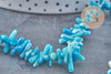 Perles en corail turquoise,perles corail, corail naturel,perle coquillage,coquillage bleu,fil 38cm x1 (G0986)
