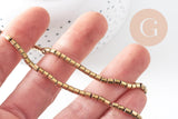 Perles en hématite dorée 3.5mm, perle colonne pierre, fil de 120 perles, x1 (G4429)