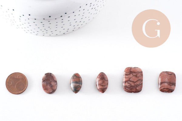 Perles en jaspe sésame zébré naturel marron, x1 fil de 38cm (G10244)