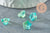 Perles fleur verre bleu vert transparent 8.5mm, perles verre tchèque, perles fleur, x10 (G9836)