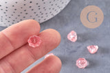 Perles fleur verre rose corail 11mm, perles verre tchèque, perles fleur, verre violet, x10 (G4584)