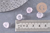 Perles fleur verre rose très clair, perles verre tchèque, perles fleur, verre violet, 11mm, x10 (G4586)