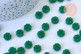 Perles fleur verre vert 6x3mm, x10 (G5610)
