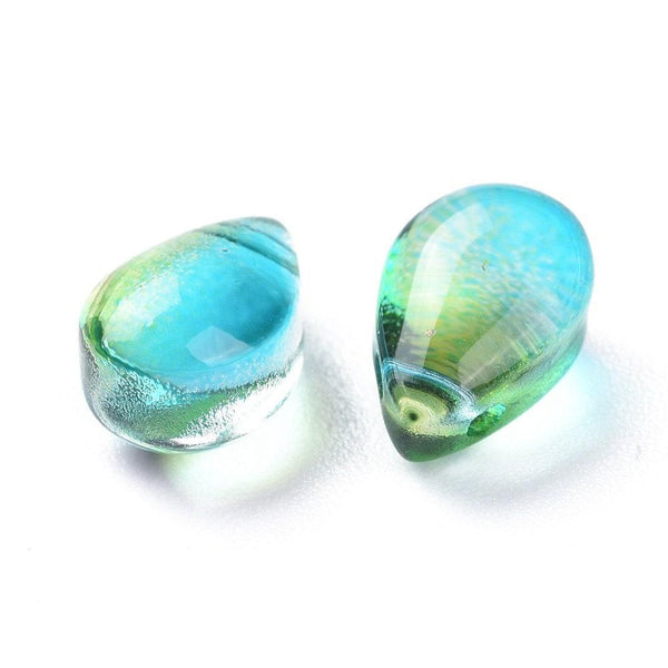 Perles goutte cristal tchèque Bleu vert 9x6x5mm, perle création bijoux x50 G5361
