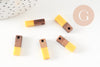 Perles gouttes bois et résine rectangle jaune 17mm, x5 G4663