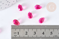 Perles gouttes cristal rose foncé 9mm, perle, x50 (G7298)