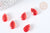 Perles gouttes verre transparent rouge paillettes dorées 14,5mm, perle, x5 (G7297)