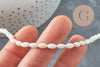 Perles grain de riz nacre naturelle blanche 8mm, x1 fil de 38cm (G0770)