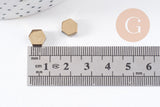 Perles hexagones en hématite doré 9mm, x5 (G0078)