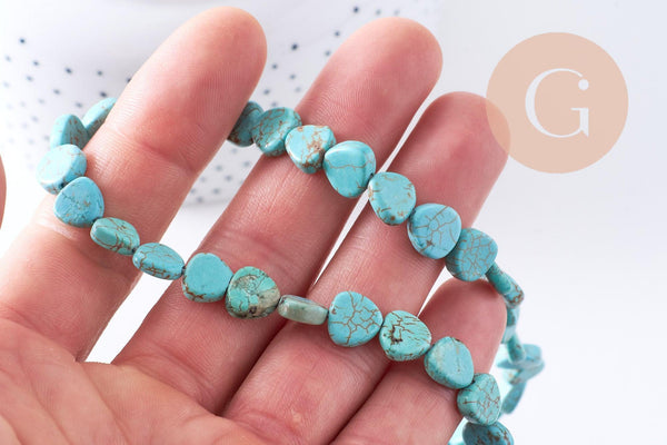 Perles howlite naturelle turquoise 12-14-16-18mm, x1 fil de 37cm (G1851)