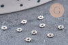 Perles intercalaires Rondelles fleurs acier 304 inoxydable platine 3mm, x10 (G10856)