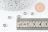 Perles intercalaires Rondelles fleurs acier 304 inoxydable platine 6mm, x5 (G9821)