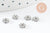 Perles intercalaires Rondelles fleurs acier 304 inoxydable platine 6mm, x5 (G9821)