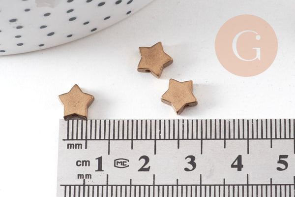 Perles intercalaires étoiles laiton brut 8mm, x10 (G1581)