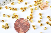 Perles intercalaires facettées doré cœur 3.5mm, perles doreés, x50 (G5577)