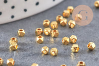 Perles intercalaires hexagone facettées zamac doré 3.5mm, x50 (G10809)