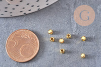 Perles intercalaires hexagone facettées zamac doré 3.5mm, x50 (G10809)
