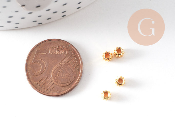 Perles intercalaires laiton doré 24k, perle texturée,perle intercalaire, perles dorées, création bijoux, x 10,4mm G5247