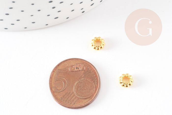 Perles intercalaires rondelles fleurs zamac doré 6mm, x50 (G5791)