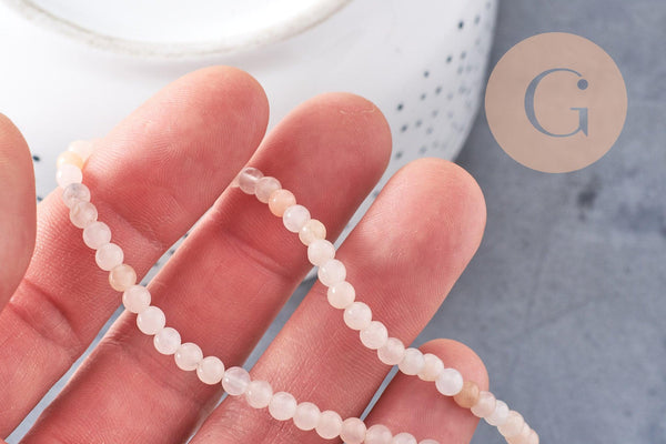 Perles jade naturel rose pâle4mm, x1 fil de 37cm (G3858)