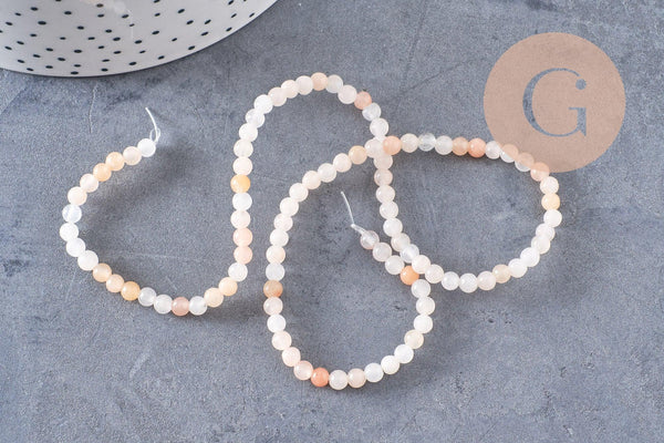 Perles jade naturel rose pâle4mm, x1 fil de 37cm (G3858)