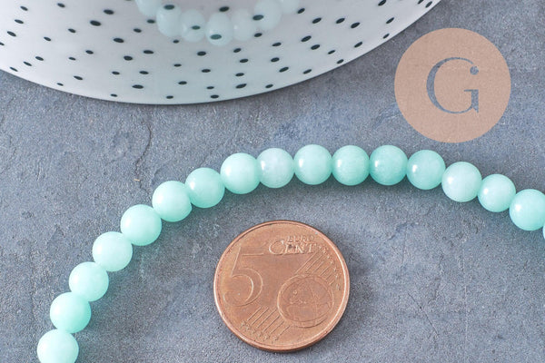 Perles jade naturel turquoise 6mm, x1 fil de 33cm (G0464)