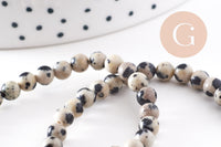Perles jaspe dalmatien naturelle 4mm, x1 fil de 24cm (G0326)