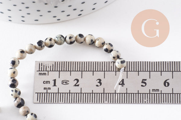 Perles jaspe dalmatien naturelle 4mm, x1 fil de 24cm (G0326)