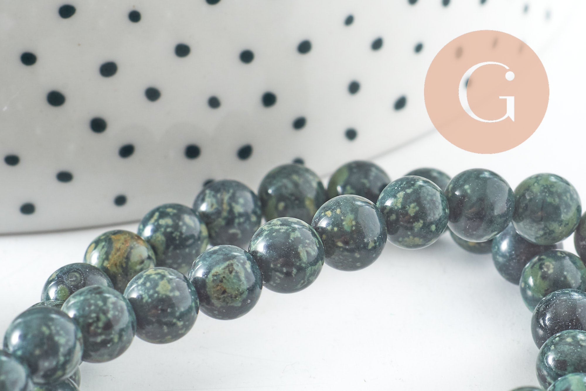 Perles jaspe kambaba vert,perle ronde, jaspe vert,pierre naturelle,perle jaspe,perle pierre,le fil de 65 perles,6mm, x1(G2503)