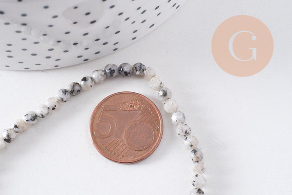 Perles jaspe sésame blanc, jaspe bleuté,pierre naturelle,perle facettée,perles pierre,jaspe naturel, le fil de 90,4mm, x1 (G1641)