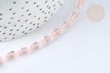 Perles losanges verre facettées transparente rose clair 8x4mm, cristal, fil de 58.4cm, x1 (G7329)