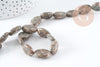 Perles ovales en jaspe sésame naturel 17x12mm, x5 (G8275)