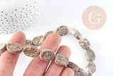 Perles ovales en jaspe sésame naturel 18x13mm, x5 (G3532)
