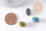 Perles ovales porcelaine multicolore antique 12-14mm, x10 (G10322)