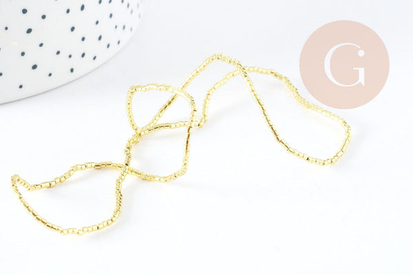 Perles petit tube hématite de synthèse dorée 1x1.5m, pierre, fil de 40cm x1 (G9099)