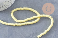 Perles polymère jaune heishi 6mm, fil de 40cm, x1 (G0769)
