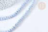 Perles porcelaine heishi bleu clair 6x3~4 mm, bijoux céramique, fil de 48cm, x1 (G7440)