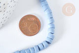 Perles porcelaine plate heishi bleu 6x3~4 mm,fabrication bijoux céramique, fil de 45cm, x1 (G7207)