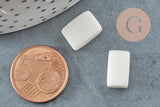 Perles rectangle coquillage beige nacre naturelle, x 20gr (G1059)