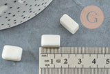 Perles rectangle coquillage beige nacre naturelle, x 20gr (G1059)